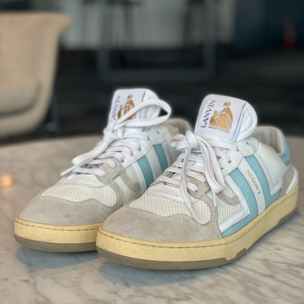 Lanvin White and Light Blue Women's Sneakers